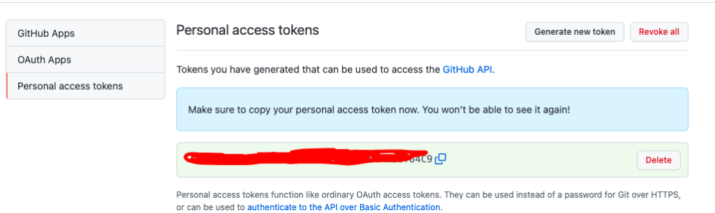 github generate personal token